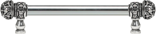 Juliane Grace 6'' cc with 5/8'' smooth center long pull small finial w/ 52 Swarovski Clear & Aurore Boreale Crystals 5700-9CAB