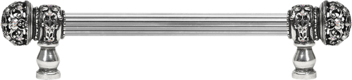 Juliane Grace 6'' cc with 5/8'' reeded center long pull small finial w/ 52 Swarovski Clear & Aurore Boreale Crystals 5700R-9CAB