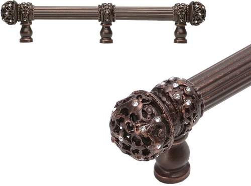 Juliane Grace 6'' cc with 5/8'' reeded center long pull small finial w/ 61 Swarovski Clear Crystals with center brace 5705R-22C