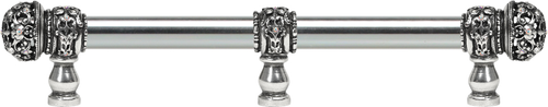 Juliane Grace 9'' cc with 5/8'' smooth center long pull small finial w/ 61 Swarovski Clear & Aurore Boreale Crystals with center brace 5706-9CAB