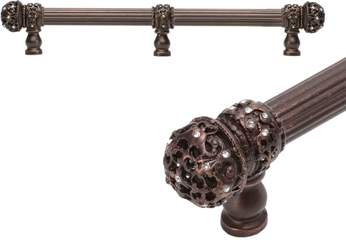 Juliane Grace 9'' cc with 5/8'' reeded center long pull small finial w/ 61 Swarovski Clear Crystals with center brace 5706R-22C
