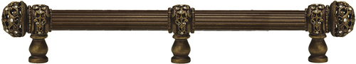 Juliane Grace 12'' cc with 5/8'' reeded center long pull & center brace small finial with clear Swarovski crystals in Antique Brass. 5707R-3C