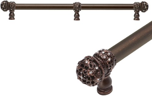 Juliane Grace 18'' o.c with 5/8'' smooth center long pull small finial w/ 61 Swarovski Clear Crystals with center brace 5708-22C