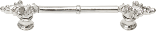 Charlemagne classic 4'' cc pull with small Fleur De Lys on ends in Platinum. 576-24
