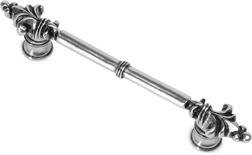 Charlemagne classic 4'' cc pull with small Fleur De Lys on ends in Chalice. 576-9