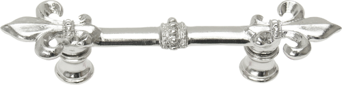Charlemagne 3'' cc pull with large Fleur De Lys in Platinum. 598-24