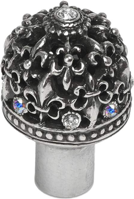 Versailles 7613-9CAB Chalice medium round knob Fleur De Lys open basket w/ Swarovski Crystals 7613-9CAB