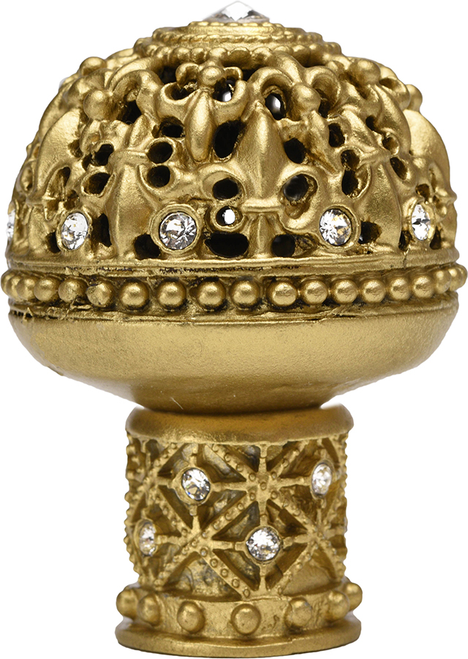 Versailles 7615-27C Soft Gold large round knob Fleur De Lys open basket decorative column foot w/ Swarovski Crystals 7615-27C