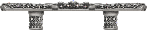 Versailles 7633-11CAB Satin 3'' cc small pull Fleur De Lys w/ Swarovski Crystals and decorative column feet 7633-11CAB