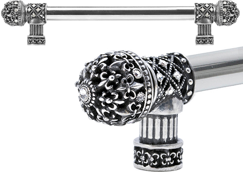 Versailles 7654-9C Chalice Fleur De Lys 9'' cc long pull small finial w/ Swarovski Crystals w/ 5/8'' smooth center 7654-9C