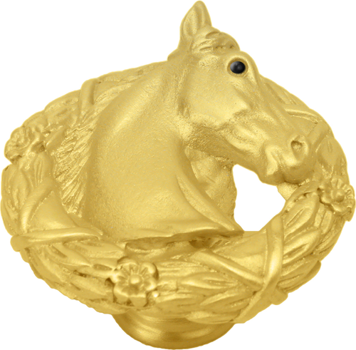 Classic Western Horse in classic laurel leaf wreath knob right 8001-8