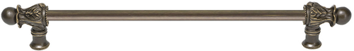 Acanthus 18'' cc with 1/2'' smooth bar long pull Romanesque style in Antique Brass. 824S-3