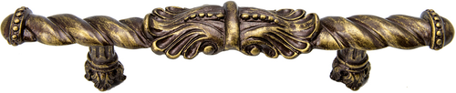 Acanthus 4'' cc large pull Romanesque style in Antique Brass. 826-3