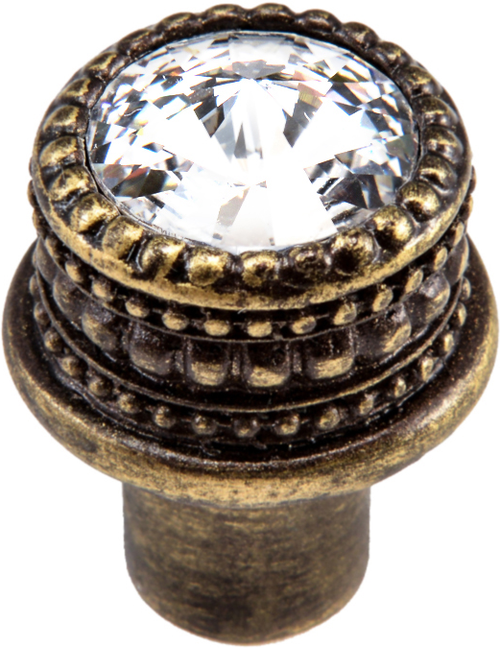 Cache Caché medium round knob with an 16mm rivoli Swarovski Clear Crystal 863-3C