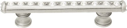 Cache Caché 3'' cc pull with flared feet with center of Swarovski Clear Crystals in Satin. 870B-11C