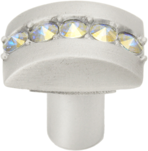 Cache Caché rectangle knob with center of 5 rivoli Swarovski Aurore Boreale Crystals 872-11AB