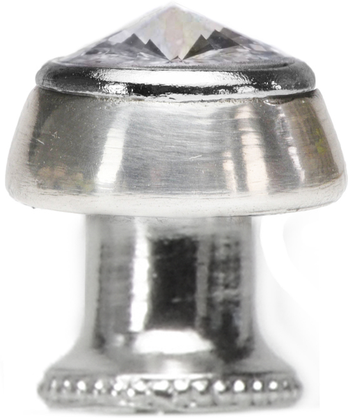 Cache Caché round knob with flared foot with an rivoli Swarovski Clear Crystals in Platinum. 877B-24C