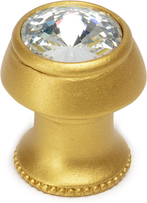 Cache Caché round knob with flared foot with an rivoli Swarovski Clear Crystals in Gilded Mercury. 877B-8C