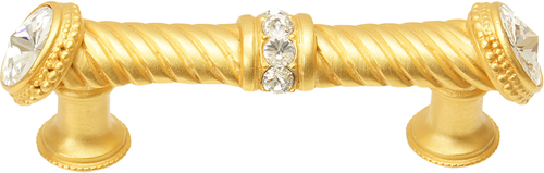 Cache Caché 3'' cc large pull with end & center 7 rivoli Swarovski Clear Crystals in Gilded Mercury. 878-8C