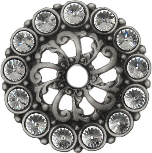 Cache Caché medium escutcheon with 13 rivoli Swarovski Clear Crystals in Satin. 882-11C