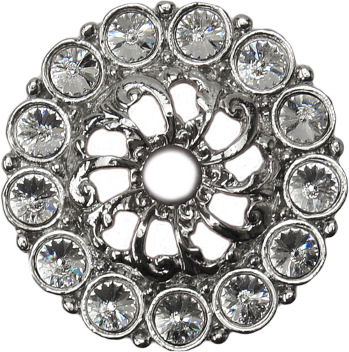 Cache Caché medium escutcheon with 13 rivoli Swarovski Clear Crystals in Platinum. 882-24C