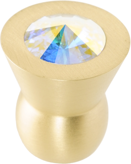 Latitude Cone brass knob; 16mm aurora borealis crystals; satin brass finish CB16AB