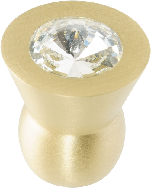 Latitude Cone brass knob; 16mm clear crystals; satin brass finish CB16C