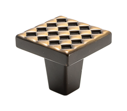 Argyle Square Knob 1 14'' C-AG02  in Antique Brass