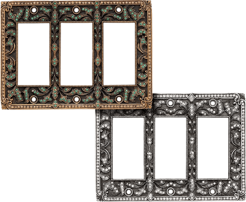 Triple Gfi Switch Cover 8001 with  Clear Crystal in Museum Gold Plate