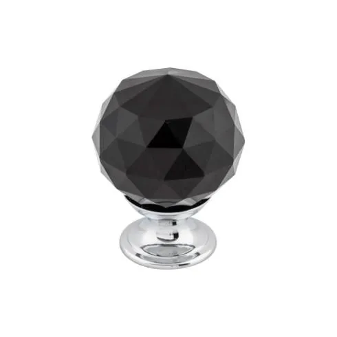 Black Crystal Knob 1 3/8'' TK116PC Polished Chrome Base