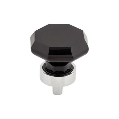 Black Octagon Crystal Knob 1 3/8'' TK137PC Polished Chrome Base