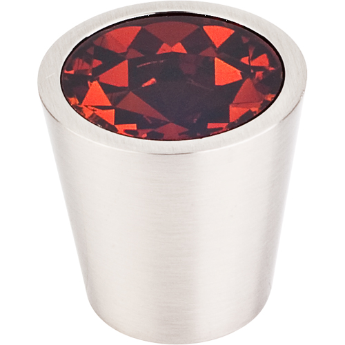 Wine Crystal Center Knob 1 116''   TK133  in Brushed Satin Nickel Shell