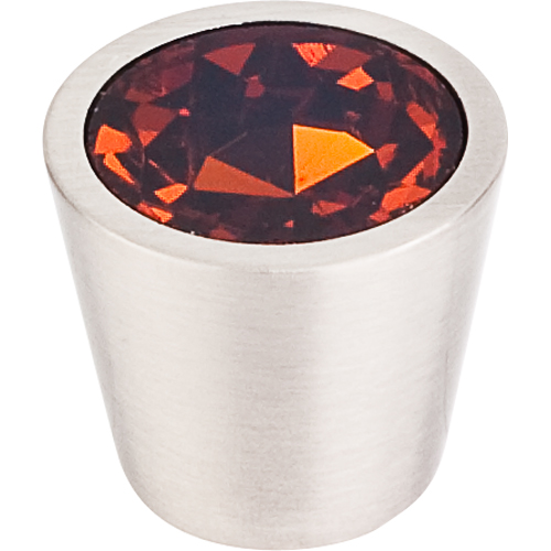 Wine Crystal Center Knob 34''   TK134  in Brushed Satin Nickel Shell