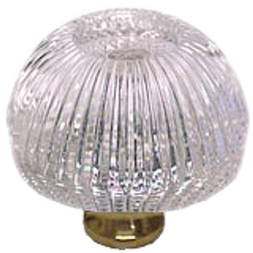 Grooved Round 1-3/8'' Crystal Knob with Polished Brass Base