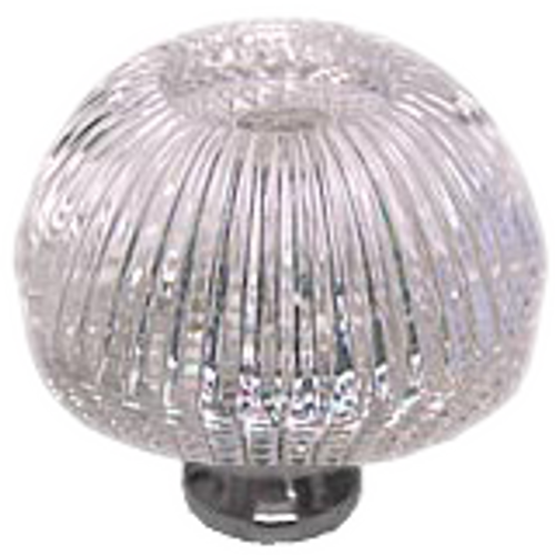 Grooved Round 1-3/8'' Crystal Knob with Polished Chrome Base