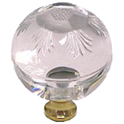 Round 1-3/8'' Crystal Knob with Polished Brass Base