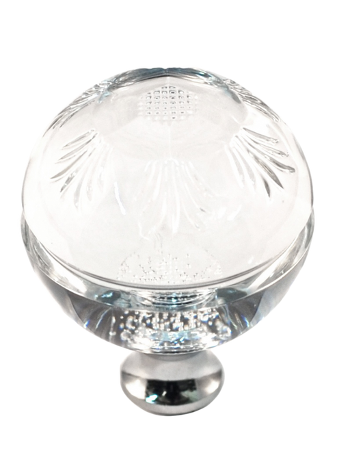 Round 1-3/8'' Crystal Knob with Polished Chrome Base