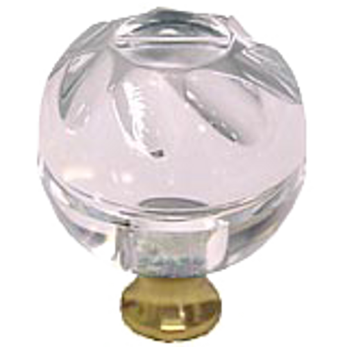 Round 1-3/8'' Crystal Knob with Polished Brass Base