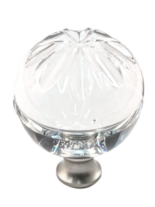 Round 1-3/8'' Crystal Knob with Satin Nickel Base