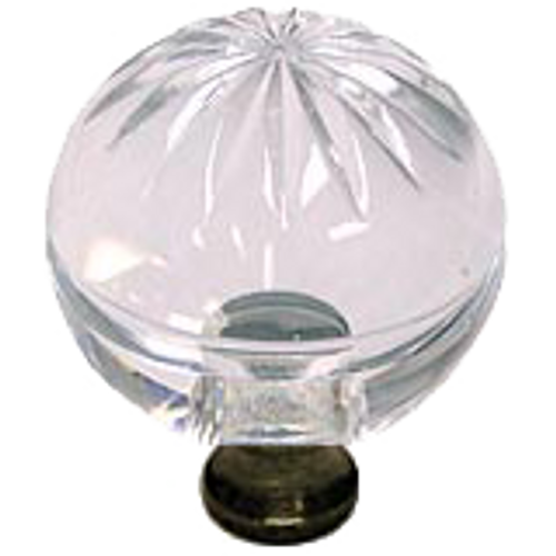 Round 1-3/8'' Crystal Knob with Antique Brass Base