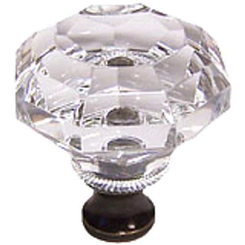 Octagon 1-1/4'' Crystal Knob with Bronze Base