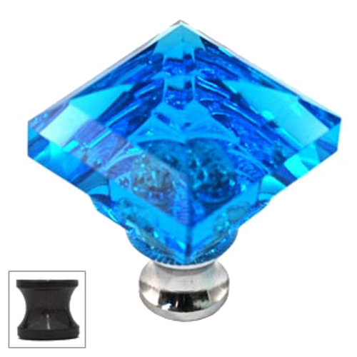 Aqua Square 1-1/4'' Crystal Knob with Bronze Base