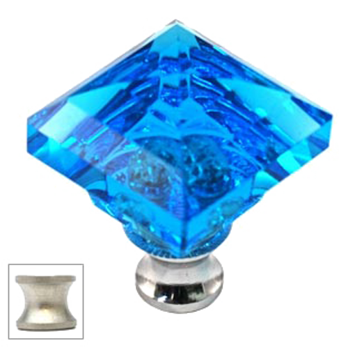 Aqua Square 1-1/4'' Crystal Knob with Satin Nickel Base