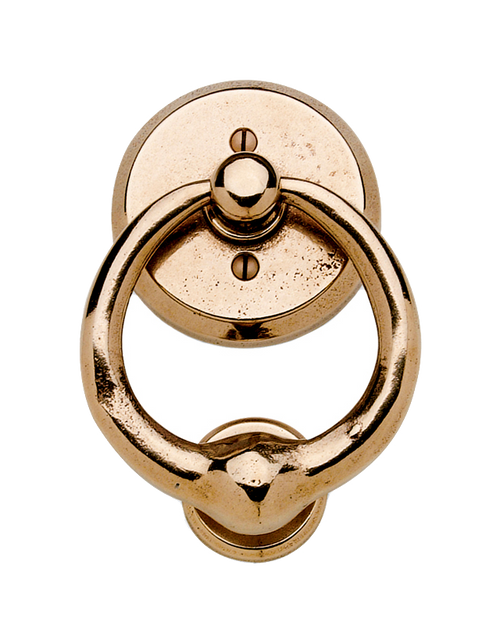 Round Door Knocker - Ring DK4-E414  in Silicon Bronze Brushed