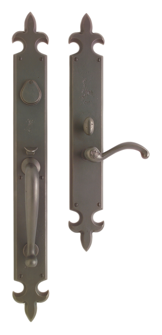Fleur de Lis Entry Set - Entry Mortise Lock G841-E821-EML in Silicon Bronze Brushed