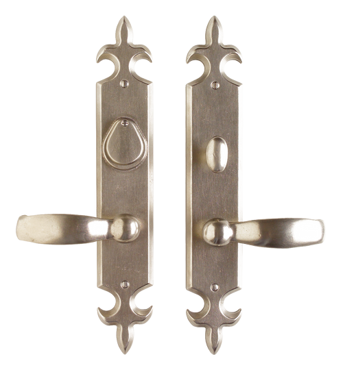 Fleur de Lis Entry Set - Entry Mortise Lock E843-E842-EML in Silicon Bronze Brushed