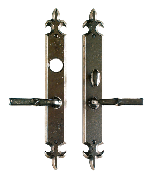 Fleur de Lis Entry Set - Entry Mortise Lock E823-E821-EML in Silicon Bronze Brushed