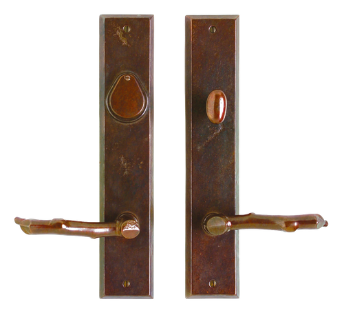 Rectangular Entry Set - Patio Mortise Lock E436-E437-PML in Silicon Bronze Brushed