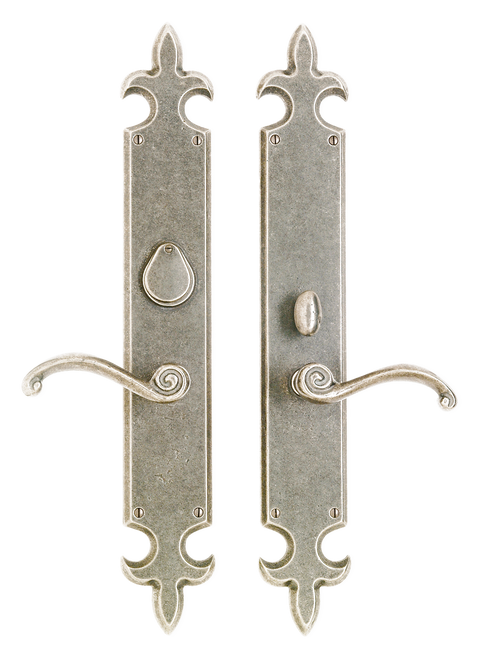 Fleur de Lis Entry Set - Patio Dead BoltSpring Latch E832-E831-PDB in Silicon Bronze Brushed