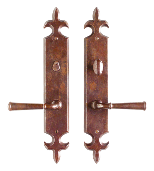 Fleur de Lis Privacy Set - Privacy Spring Latch E841-E841-PRISL in Silicon Bronze Brushed